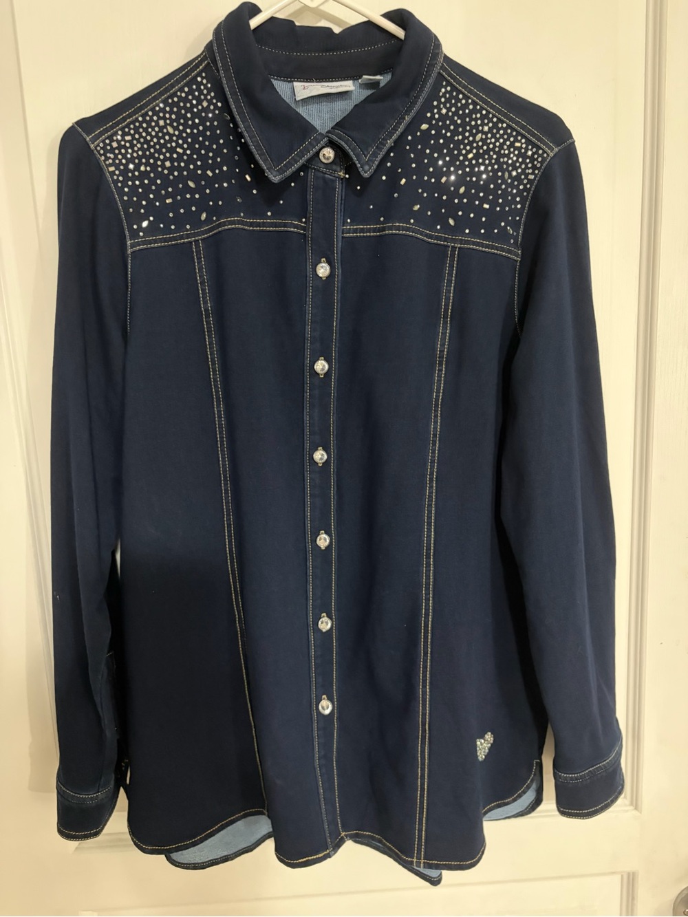 Dream Jeanne’s Quacker Factory Western Stretch Denim Shirt Med